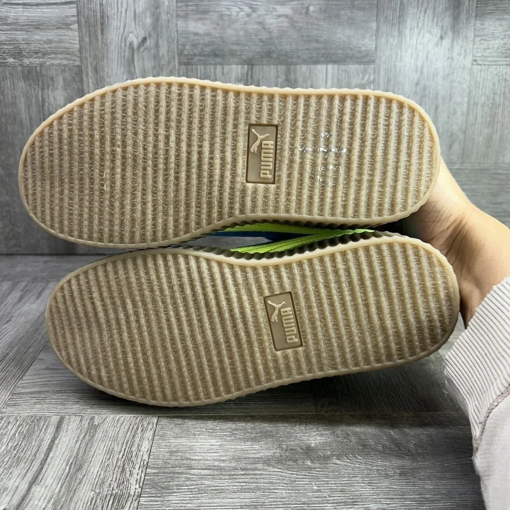 Puma Fenty Creeper Phatty Kids 4.5 Blue Suede Platform‎ Lime NEW